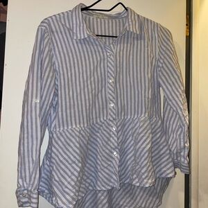 Love Notes Blue and White Striped Shirt